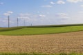 Panorama aerial view of the green Swiss hills on a summers day with blue sky Royalty Free Stock Photo