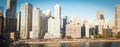 Panoramic top view Chicago skyscrapers from Michigan lake with morning autumn light Royalty Free Stock Photo