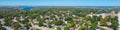 Panoramic top view lakeside area along Kimball Avenue near downtown Grapevine, Texas, USA