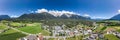 Panorama aerial view of mieming mountain range in Obermieming valley in Tyrol Austria Royalty Free Stock Photo