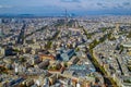 Panorama and aerial view of Paris, from Montparnasse tower Royalty Free Stock Photo