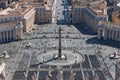 Panorama aerial view of Rome and St. Peter`s Square Piazza San Pietro from St. Peter`s Basilica Dome in Vatican City, Italy Royalty Free Stock Photo