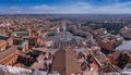 Panorama aerial view of Rome and St. Peter`s Square Piazza San Pietro from St. Peter`s Basilica Dome in Vatican City, Italy Royalty Free Stock Photo