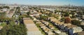 Panoramic top view typical residential neighborhood with downtown Chicago in background Royalty Free Stock Photo