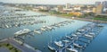 Panoramic view waterfront downtown of Corpus Christi with marina