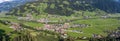 360 Panorama Aerial view of Zillertal Valley village in sunny summer afternoon in Tyrol Austria Royalty Free Stock Photo