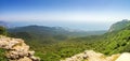 Panorama from AI-Petri mountain to Yalta and Gaspra, Crimea, black sea coast