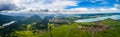 Panorama from the air sunset Forggensee and Schwangau, Germany, Bavaria