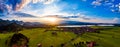 Panorama from the air sunset Forggensee and Schwangau, Germany, Royalty Free Stock Photo