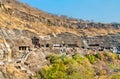 Panorama of the Ajanta Caves. UNESCO world heritage site in Maharashtra, India