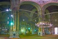 Panorama of Al-Rifai Mosque prayer hall, Cairo, Egypt Royalty Free Stock Photo