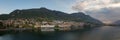 Panorama of all Lovere city and Iseo lake at sunrise Royalty Free Stock Photo