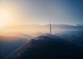 Panorama of Almaty city with TV tower in Kazakhstan