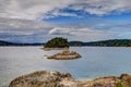 Panorama along the beautiful shorelines of the Gulf Islands off the shores of Vancouver Island Royalty Free Stock Photo