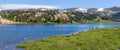 Panorama of an alpine lake along the Beartooth Highway. Yellowstone Park, Wyoming. Royalty Free Stock Photo