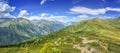 Panorama of the Alps in summer. View on the Emosson dam in Switzerland Royalty Free Stock Photo