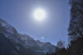 Panorama of Alps under the direct sun on the blue sky close to KlÃÂ¶ntalersee lake Royalty Free Stock Photo