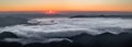 Panorama with amazing sunrise. Landscape with high mountains. Touristic place Carpathian national park, Ukraine Europe. Natural Royalty Free Stock Photo