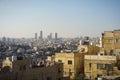 Panorama of Amman city in Jordan - the contrast of public housing and modern skyscrapers. Royalty Free Stock Photo