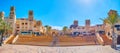 Panorama of the Souk Madinat Jumeirah market with an amphitheater, Dubai, UAE