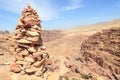 Panorama of ancient city of Petra with Royal Tombs seen from High place of sacrifice, Jordan Royalty Free Stock Photo