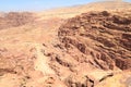 Panorama of ancient city of Petra with Royal Tombs seen from High place of sacrifice, Jordan