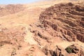 Panorama of ancient city of Petra with Royal Tombs seen from High place of sacrifice, Jordan Royalty Free Stock Photo