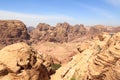 Panorama of ancient city of Petra seen from High place of sacrifice, Jordan Royalty Free Stock Photo