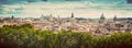 Panorama of the ancient city of Rome, Italy. Vintage