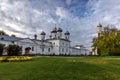 Panorama of the ancient male St. George Monastery in the suburbs of Veliky Novgorod.