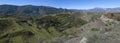 Panorama with ancient mountain terraced fields on a sunny September day. Dagestan