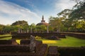 Panorama of ancient ruins in Polonnaruwa with Rankot Vihara Royalty Free Stock Photo