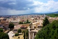 Panorama of the ancient Spanish city of Girona, opening from the walls of the ancient fortress Royalty Free Stock Photo