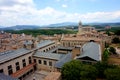 Panorama of the ancient Spanish city of Girona, opening from the walls of the ancient fortress Royalty Free Stock Photo