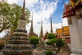 Panorama of Ancient Stupas and pagoda in Wat Pho temple