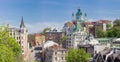 Panorama of Andrew`s Descent in springtime in Kiev Royalty Free Stock Photo