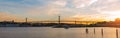 Panorama of Angus L. Macdonald Bridge at sunset Royalty Free Stock Photo