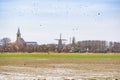 Panorama of Anjum in winter, north of Netherlands