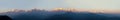 Panorama of Annapurna in Himalaya mountain range with sunset colors Royalty Free Stock Photo