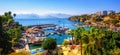 Panorama of the Antalya Old Town port, Turkey Royalty Free Stock Photo