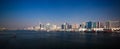 Panorama with arabic boats aka Dhow at Dubai creek, UAE