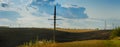 Panorama of arable land over fields Royalty Free Stock Photo