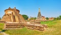 Panorama of the ruined temples in Ava, Myanmar Royalty Free Stock Photo