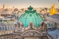 Panorama of architecture above cupola of opera in Paris, France Royalty Free Stock Photo