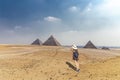 Panorama of the area with the great pyramids of Giza, Egypt Royalty Free Stock Photo