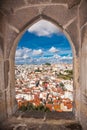 Panorama view from the window of Sao Jorge castel on Lisbon, Portugal Royalty Free Stock Photo