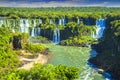 The panorama of Argentine side of Iguazu waterfall. Misiones, Argentina Royalty Free Stock Photo