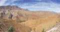 Panorama of the arid mountains on the Tizi n`Tichka pass