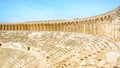 Panorama of Aspendos amphitheater and colonnade from top row of