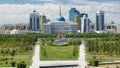 Panorama of the Astana city timelapse and the president's residence Akorda with park